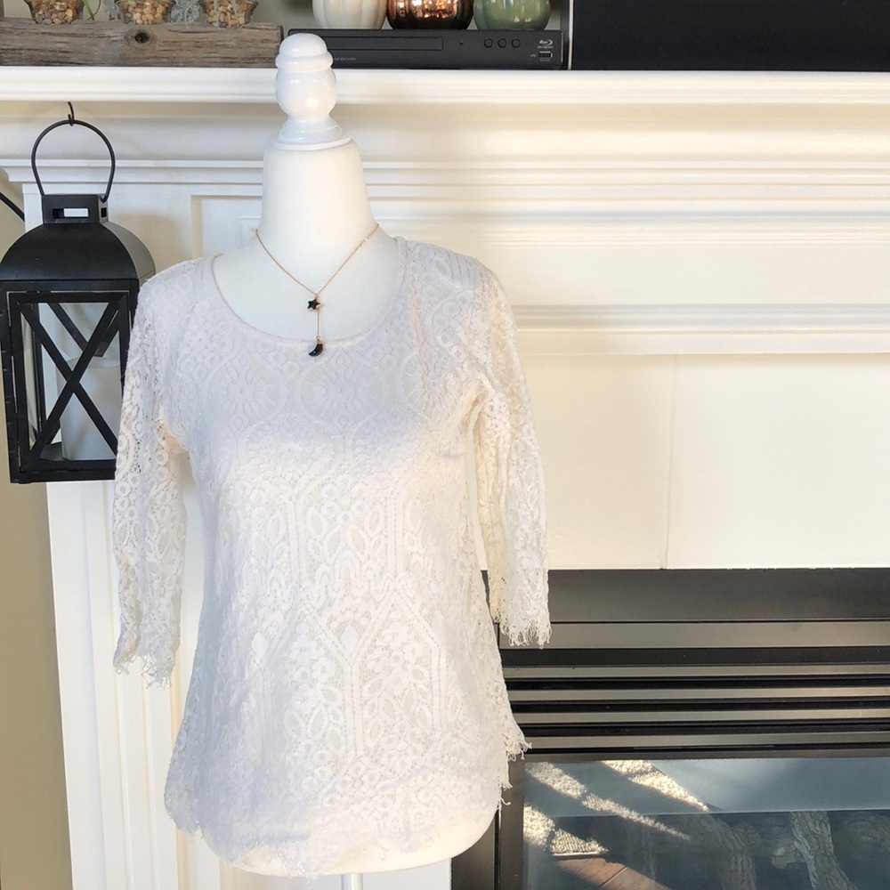 🌺Three Hearts White lace top🌺